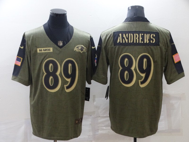 Men Baltimore Ravens 89 Andrews Black Nike Olive Salute To Service Limited NFL jersey
